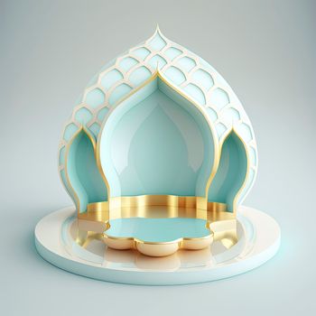 3D Realistic Rendering Ramadan Scene Islamic Podium background for Product Display