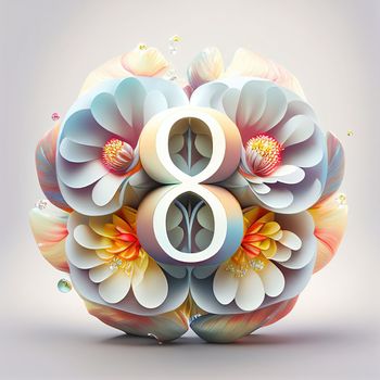 Creative illustration of number 8 with floral decoration for 8 march women's day celebration