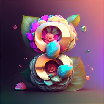 Creative illustration of number 8 with floral decoration for 8 march women's day celebration