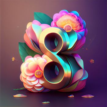 Creative illustration of number 8 with floral decoration for 8 march women's day celebration