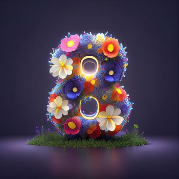 Creative illustration of number 8 with floral decoration for 8 march women's day celebration