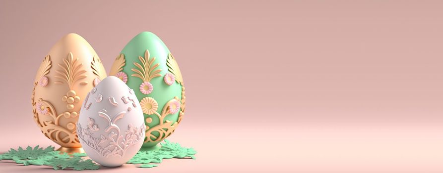 Easter day banner with decorative eggs