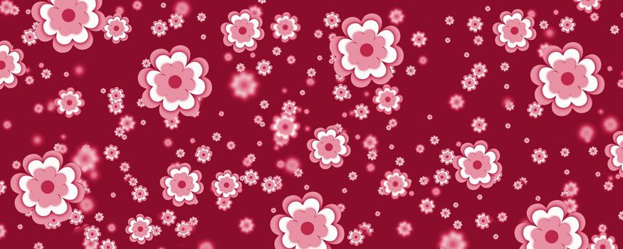 Beautiful, delicate background for postcards and graphic works. Delicate pink flowers. Background, banner, panorama. Illustration Viva Magenta Background color