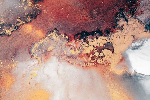 Burning abstract background from marble ink art of exquisite original painting . Painting was painted on high quality paper texture to create smooth marble background pattern of ombre alcohol ink .