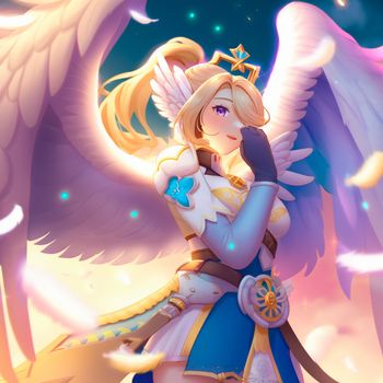 Beautiful angel girl in anime style. High quality illustration