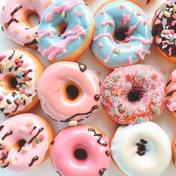 Background with donuts . High quality illustration