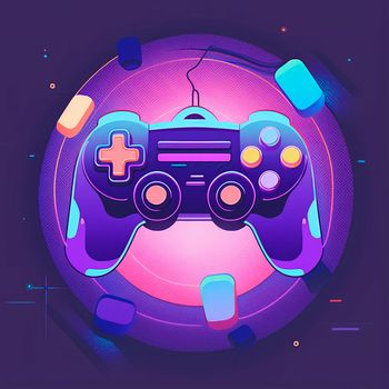 A gamepad in the style of pop art and anime. High quality illustration