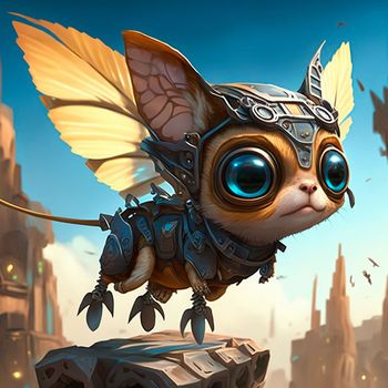 Small flying pet in steampunk style. High quality illustration