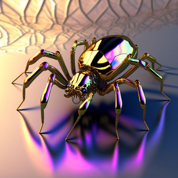 3d model of a pink and gold spider. Shiny , glossy figure. High quality illustration