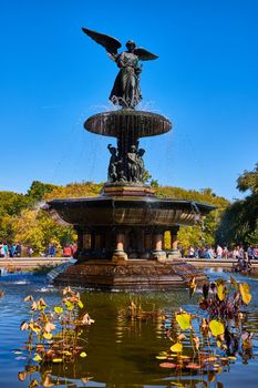 Image of New York City beautiful water fountain in Central Park
