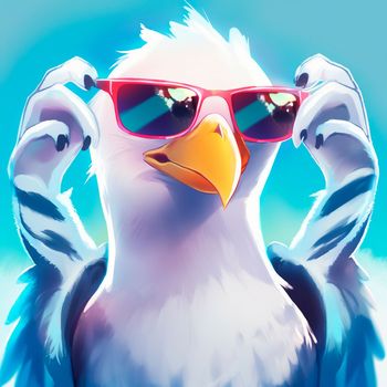 Seagull in sunglasses. High quality illustration