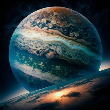 A big planet in the night sky. High quality illustration