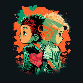 Two lovers, a boy and a girl. Design for Valentine's Day. High quality illustration