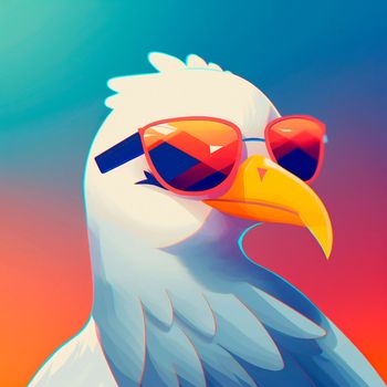 Seagull in sunglasses. High quality illustration