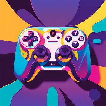A gamepad in the style of pop art and anime. High quality illustration
