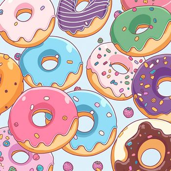 Background with donuts . High quality illustration