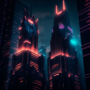Beautiful futuristic city of the future, high technology city. High quality illustration