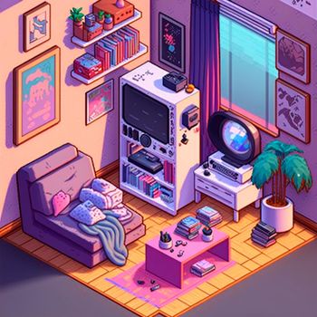 isometric image of the bedroom. High quality illustration