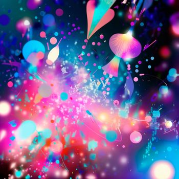 space background with different elements of rainbow colors. High quality illustration