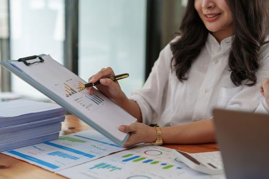 Group of business consultant working management big data and analyze financial document of company. account, finance, business concept.