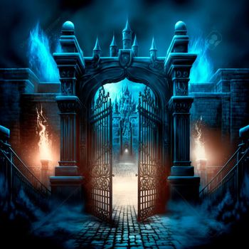 Scary Gothic gates in the style of fantasy. High quality illustration