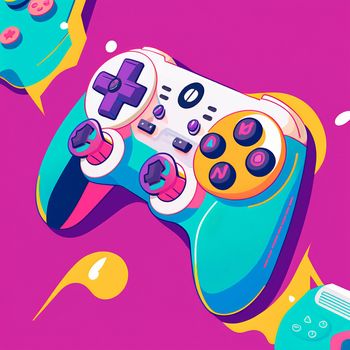 A gamepad in the style of pop art and anime. High quality illustration