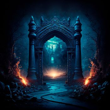 Scary Gothic gates in the style of fantasy. High quality illustration