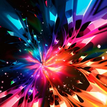 space background with different elements of rainbow colors. High quality illustration