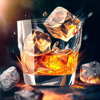 Whiskey on the rocks. High quality illustration