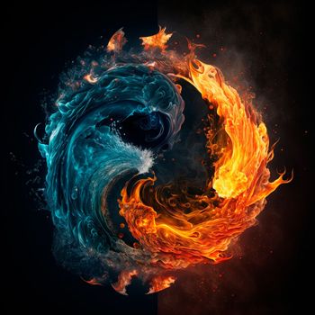 Fire and water. High quality illustration