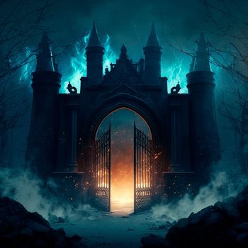 Scary Gothic gates in the style of fantasy. High quality illustration