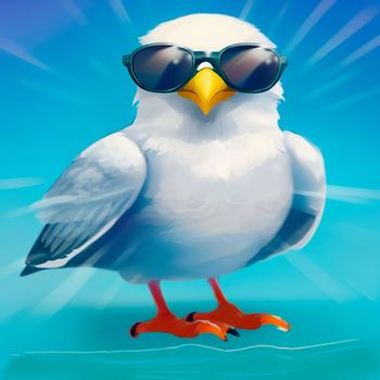 Seagull in sunglasses. High quality illustration