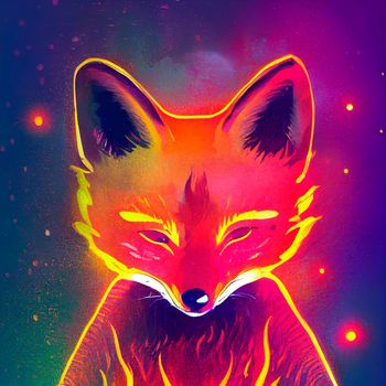 Abstract illustration of a fiery fox. High quality illustration