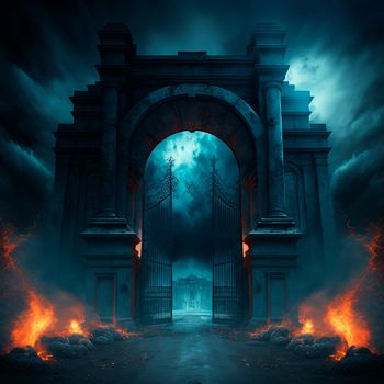 Scary Gothic gates in the style of fantasy. High quality illustration