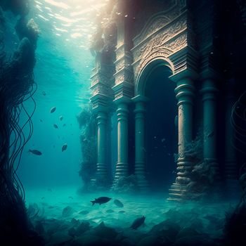 Transparent water spheres against a stunning backdrop of mountains and water. Reflection of the landscape and elements inside the spheres. High quality illustration