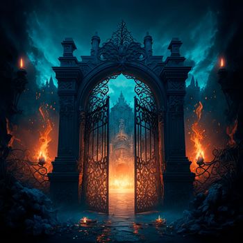 Scary Gothic gates in the style of fantasy. High quality illustration