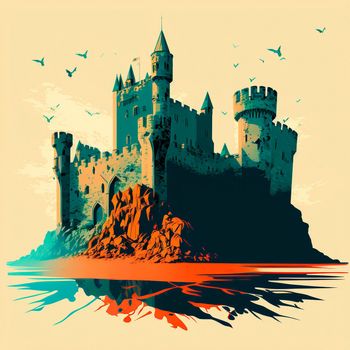 Cartoon image of the castle. High quality illustration