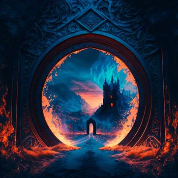 Scary Gothic gates in the style of fantasy. High quality illustration