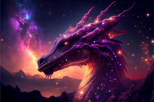 Abstract constellation dragon in the galaxy in art style In 6k