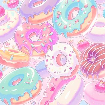 Background with donuts . High quality illustration