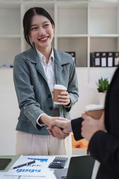 Business people handshake with business partners. Successful business concept. shaking hand after deal concept.