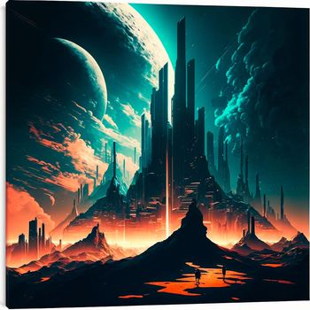 Futuristic city of the future on a distant planet . High quality illustration