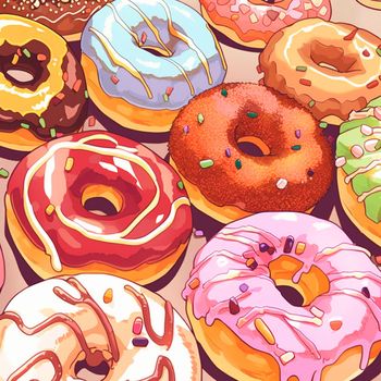 Background with donuts . High quality illustration