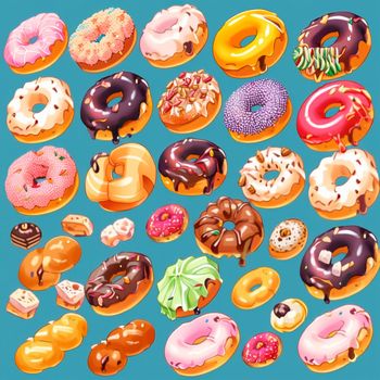 Background with donuts . High quality illustration
