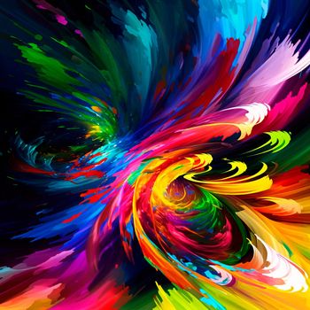 space background with different elements of rainbow colors. High quality illustration