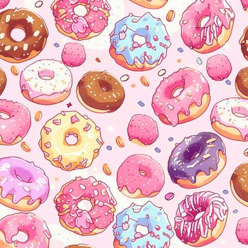 Background with donuts . High quality illustration