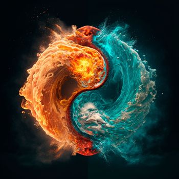 Fire and water. High quality illustration