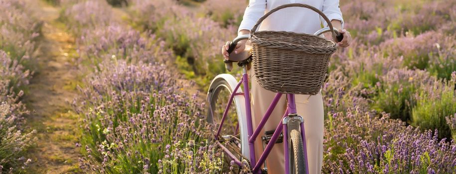 Beautiful woman on the lavender field.