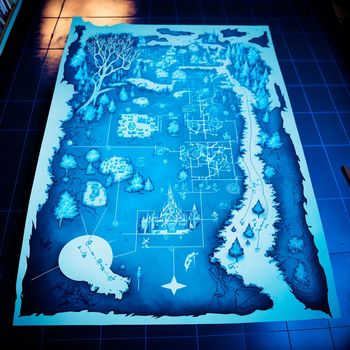 beautiful blue treasure and island map, travel map. High quality illustration