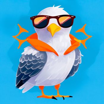 Seagull in sunglasses. High quality illustration